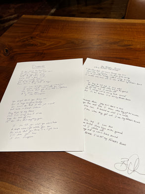 Handwritten Lyrics (any song from the new album Resurrection)
